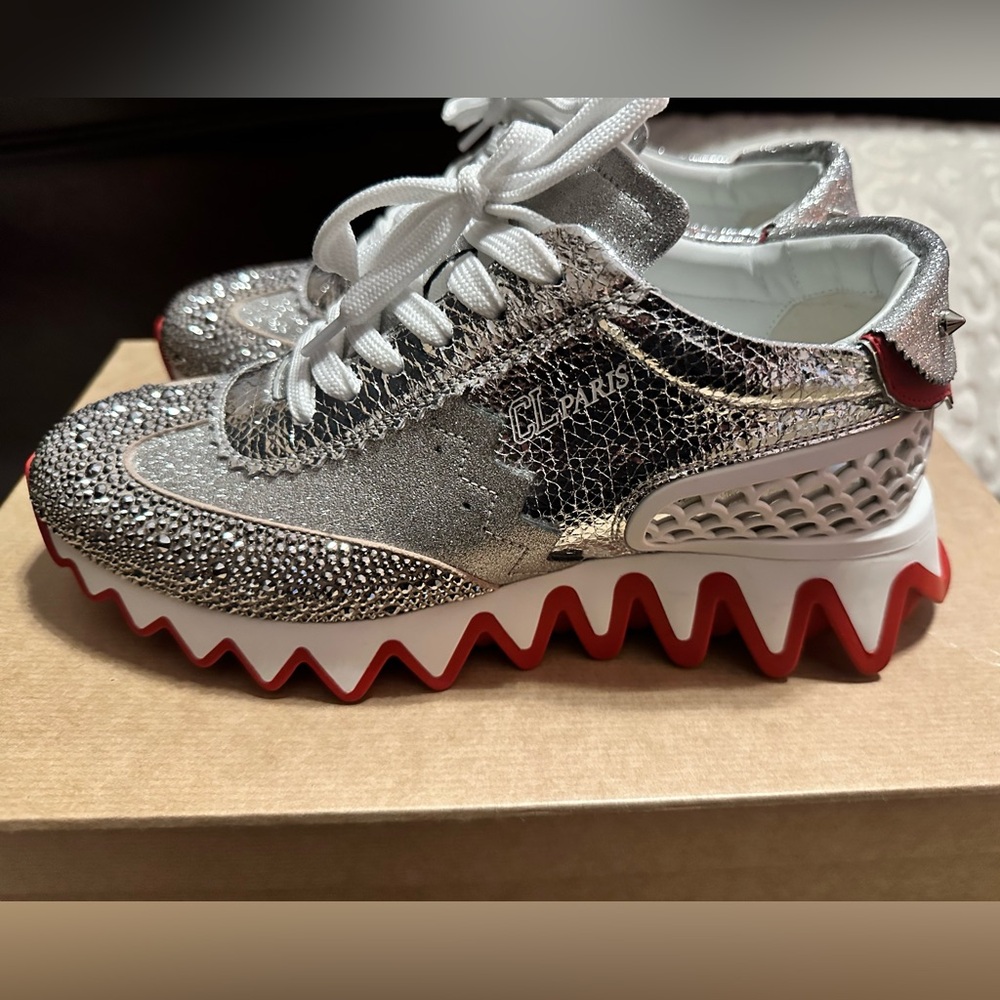 Sold out Christian Louboutin Loubishark Glittered  sneakers size 38 - Picture 15 of 16